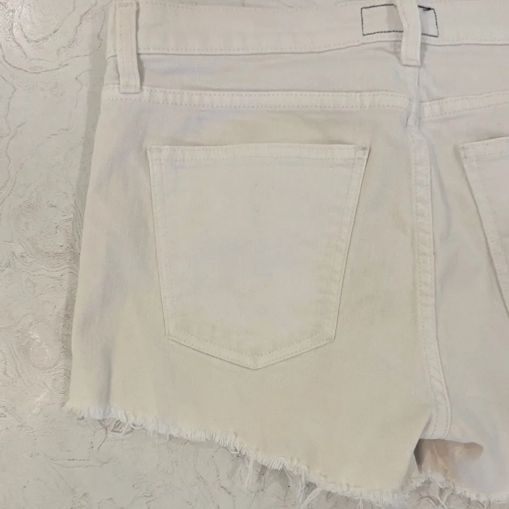 Current Elliott White Denim Frayed Hem Jean Shorts 30
